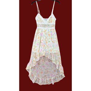 Rue 21 - Women's Summer Sleeveless High Low Hem Ruffle  Floral Dress - White -XS